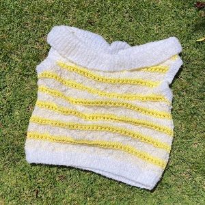 Vintage Handmade Chunky Knitted Sunny Stripe Cowl Neck Sleeveless Top